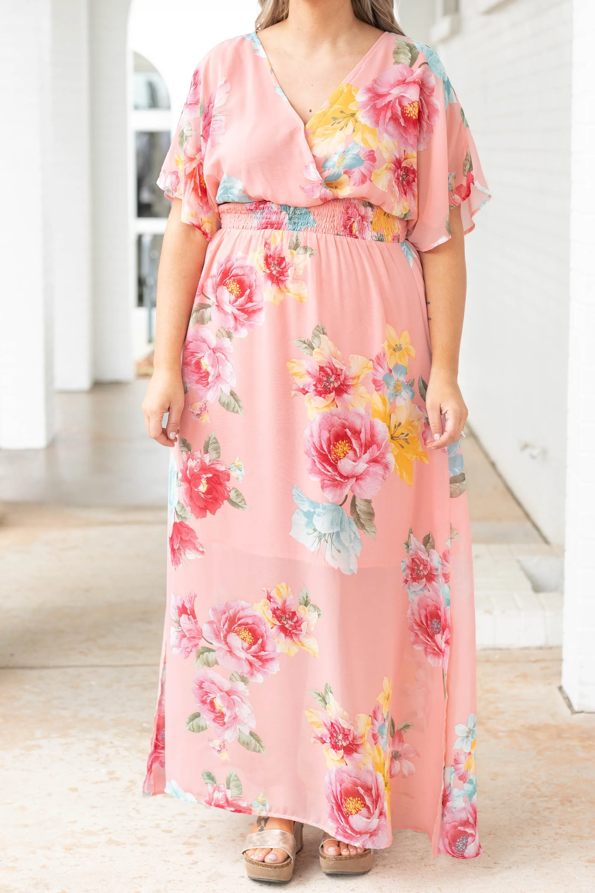 Sweet Laughter Dress, Coral Pink